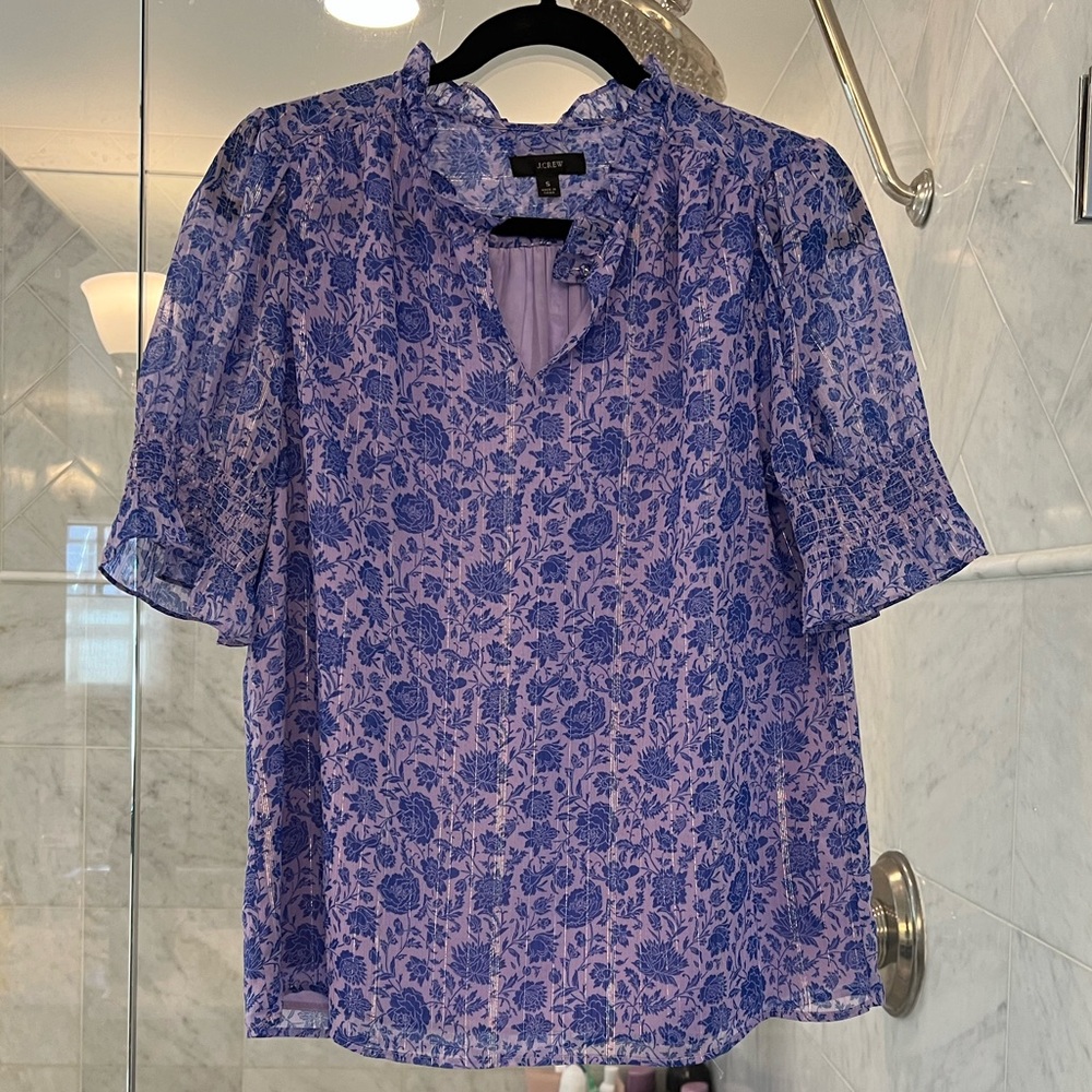 Beautiful J Crew blouse with metallic threads. Worn once.